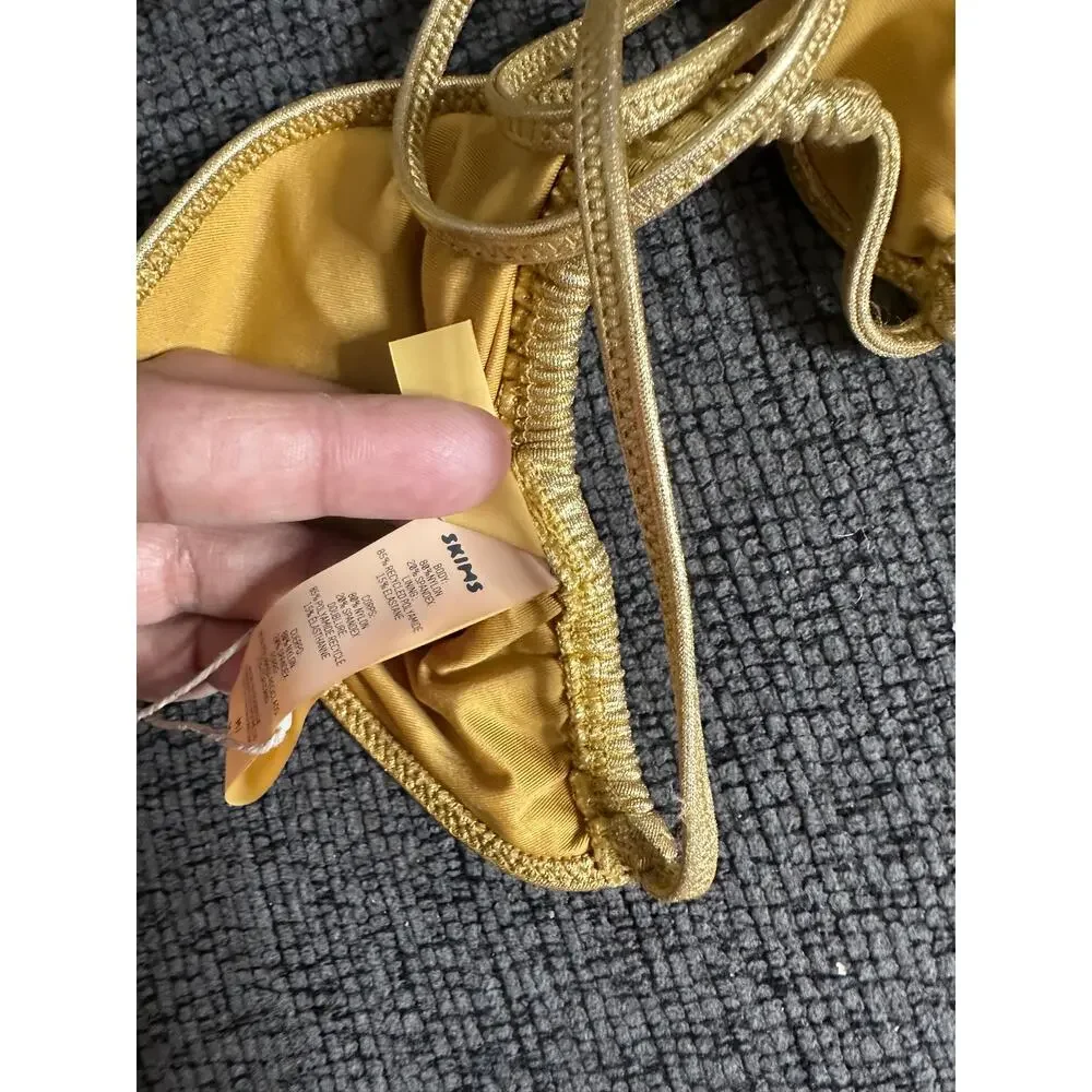 SKIMS Metallic Swim Triangle Top Gold size M NWT Shimmer Halter